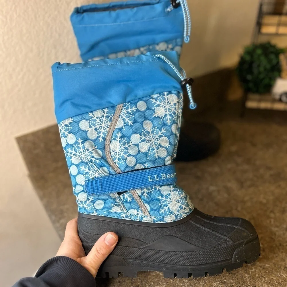 LL Bean Northwoods Snow Boots Youth SZ 3 Blue Insulated Removable Liner